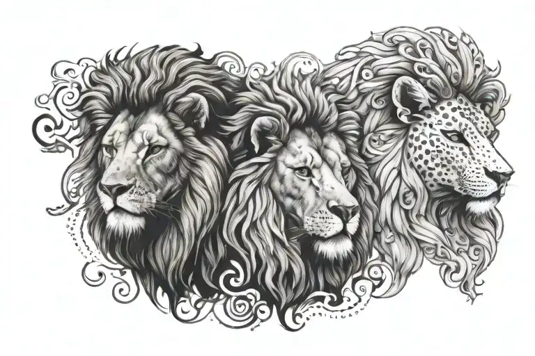 lion and lamb looking tattoo design idea