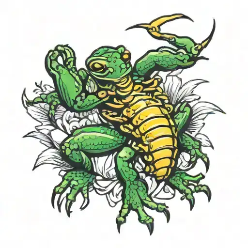 scorpion on a frog tattoo design idea