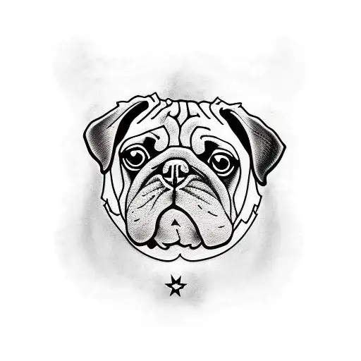 harsh pug with tattoos tattoo design idea