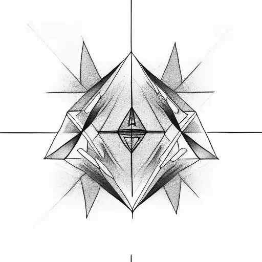 triangle, each corner have 1 word. top corner word: Destiny. bottom right corner have: karma. left corner: intuition  tattoo design idea