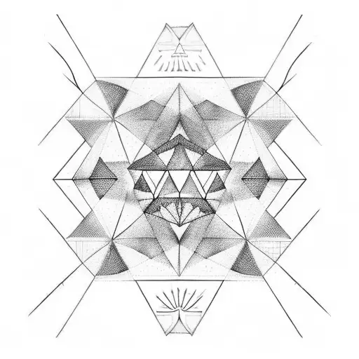 triangle, each corner have 1 word. top corner word: Destiny. bottom right corner have: karma. left corner: intuition  tattoo design idea