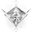 triangle, each corner have 1 word. top corner word: Destiny. bottom right corner have: karma. left corner: intuition  tattoo design idea