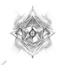 triangle, each corner have 1 word. top corner word: Destiny. bottom right corner have: karma. left corner: intuition  tattoo design idea