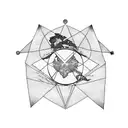 triangle with eye in the middle with world map tattoo design idea
