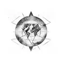 triangle with eye in the middle with world map tattoo design idea