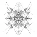 triangle, each corner have 1 word. top corner word: Destiny. bottom right corner have: karma. left corner: intuition  tattoo design idea