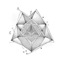 triangle, each corner have 1 word. top corner word: Destiny. bottom right corner have: karma. left corner: intuition  tattoo design idea