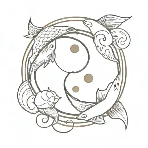 infinity universe and yin Yang koi fish tattoo design idea