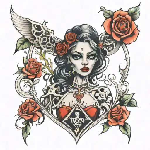 girl made of shadow and bones tattoo design idea