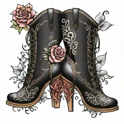 boots with high heels tattoo design idea