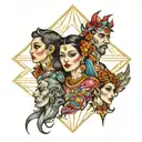 four people made of jewels tattoo design idea