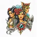 four people made of jewels tattoo design idea