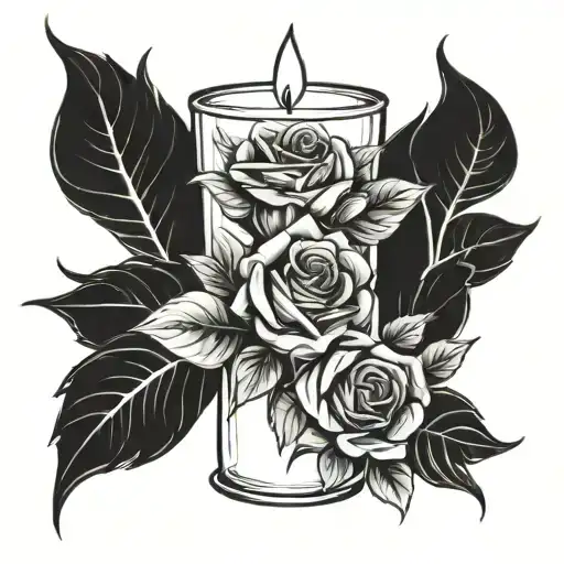 roses candle burning at both tattoo design idea
