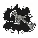 war axe tattoo design idea