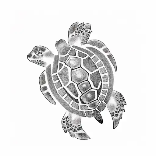 turtle surrounded by butterflys  tattoo design idea