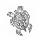 turtle surrounded by butterflys  tattoo design idea