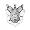 turtle surrounded by butterflys  tattoo design idea