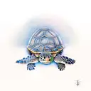 turtle surrounded by butterflys  tattoo design idea