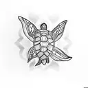 turtle with butterflys  tattoo design idea
