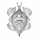 turtle with butterflys  tattoo design idea