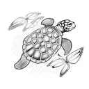 turtle with butterflys  tattoo design idea