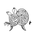 turtle and butterfly tattoo design idea