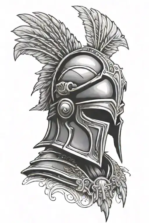 gladiator helmet adorned tattoo design idea