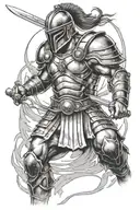 gladiator warrior battling tattoo design idea