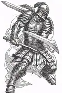 gladiator warrior battling tattoo design idea