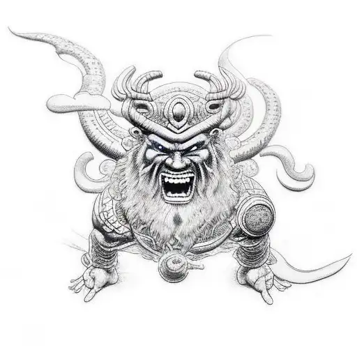 raijin, thor, zeus tattoo design idea