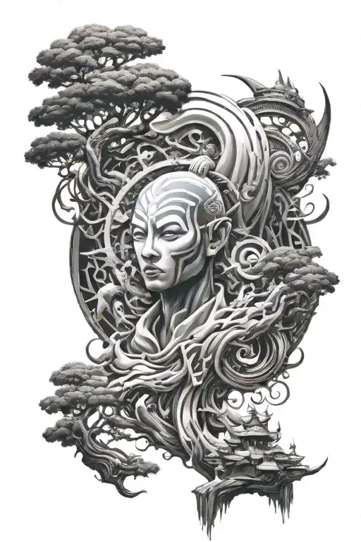 I want a sleeve tattoo. I want it to incorporate the 4 elements from avatar the last air bender and the messages the sho tattoo design idea