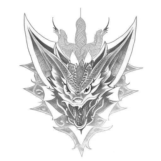 dragon Raven and wolf tattoo showing each animal as spirit animals tattoo design idea