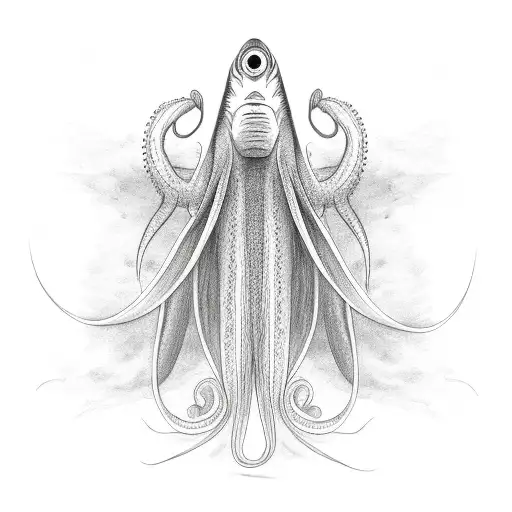 long swimming squid tattoo design idea