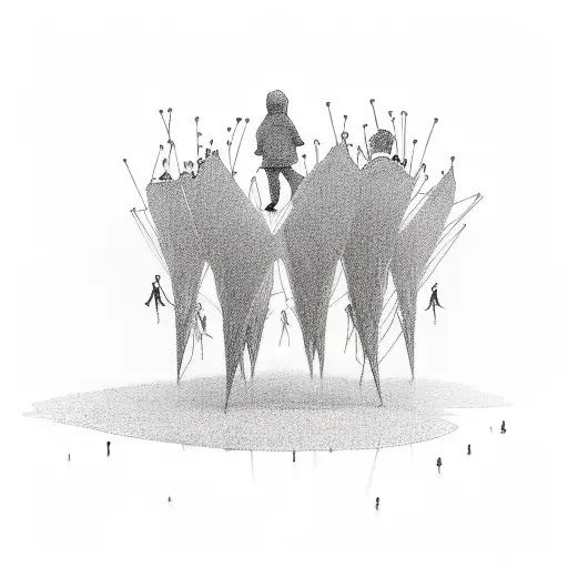 loneliness in a crowd tattoo design idea