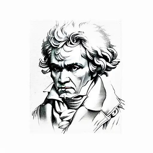 Beethoven holding a conductors baton tattoo design idea
