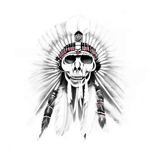 indian chief skull tattoo design idea