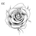 western roses with initials C J E tattoo design idea