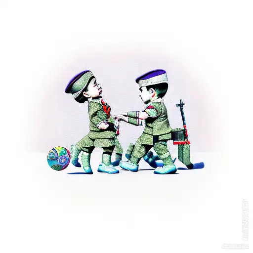 6 army children tattoo design idea