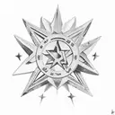 Star 6 army children tattoo design idea