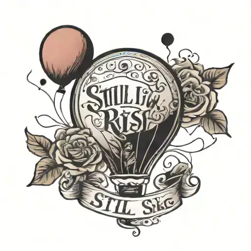 Still I rise quote with baloon  tattoo design idea