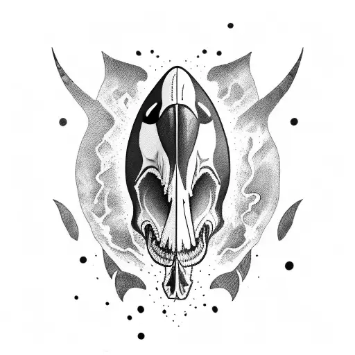 terrifying orca as a skull with T letter tattoo design idea