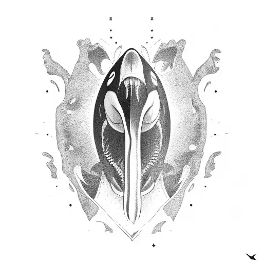 terrifying orca as a skull with T letter tattoo design idea