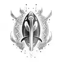 terrifying orca as a skull with T letter tattoo design idea