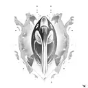 terrifying orca as a skull with T letter tattoo design idea