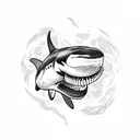 terrifying orca as a skull with T letter tattoo design idea