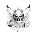 terrifying orca as a skull with T letter tattoo design idea