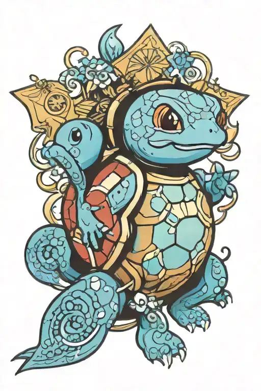 Pokemon Squirtle Gamble Addiction tattoo design idea