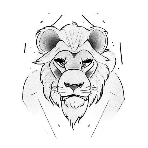 lineal mufasa and simba, representing family and time tattoo design idea