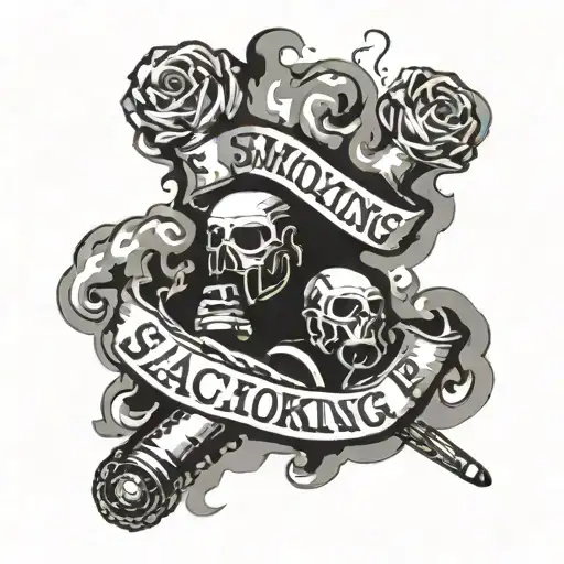 Counter Strike smoke with text saying "smoking p" tattoo design idea