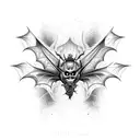 A dotwork design of a motorcycle engulfed in flames with bats flying around it, symbolizing the passion for heavy metal and motorcycles tattoo design idea